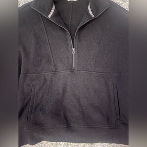 Faherty Legend Lounge Quarter Zip- Black Heathered Twill- Large